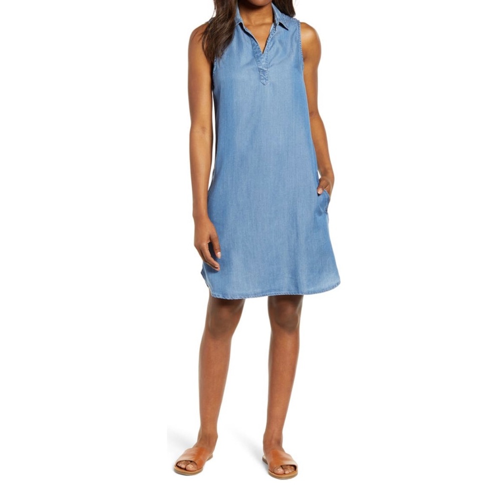 BEACHLUNCHLOUNGE sleeveless Chambray Dress XS